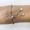Sterling Silver Diamond Cut Beaded Ball Adjustable Toggle Bracelet 925