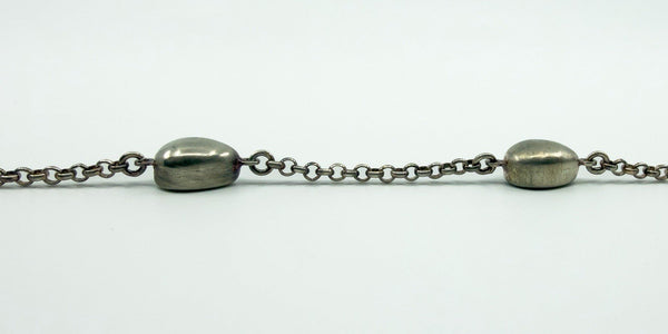 Vintage Sterling Silver Unusal Fancy Link Pebble 28.5" Necklace / Chain 925