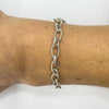 Vintage Sterling Silver Oval Links Chain Charm 7.5” Bracelet 925