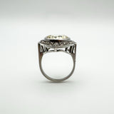 12ct Citrine & Diamond Navette Cocktail Ring in Sterling Silver 925 Size M - N