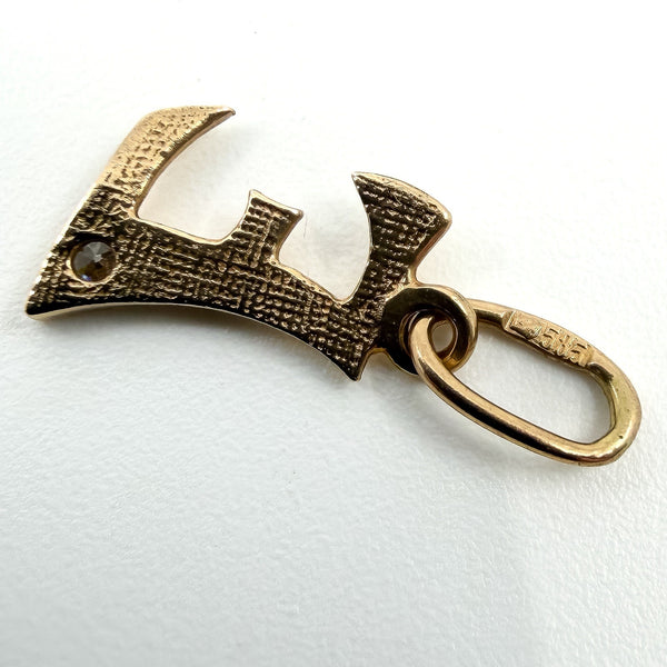 Tiny 14ct Gold Initial E CZ Pendant / Charm 585