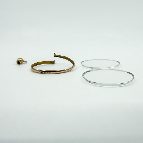 Large Antique 9ct Rose Gold Double Sided Glass Photo Locket 375 (Birm 1912)