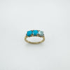 Unusual Diamond & Blue Stone Trilogy Ring in Sterling Silver 925 Size L - M