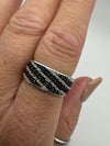 Diamond Half Hoop Band / Ring in Sterling 925 Size N Stacking Eternity Wedding