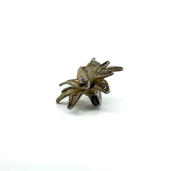 Vintage Silver Filigree Flower Brooch 925