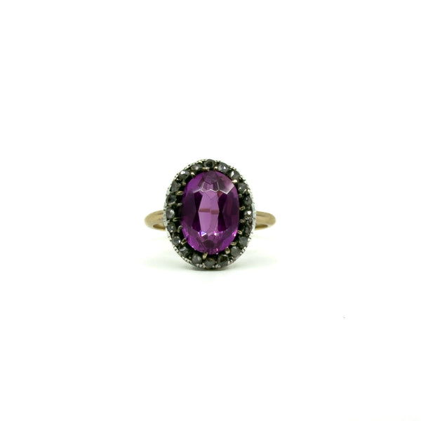 Antique / Art Deco 14ct Gold Pink Sapphire & Rose Cut Diamond Ring 585 Size O