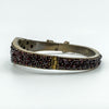 Antique Silver Gilt Bohemian Rose & Flat Cut Garnet Hinged Bangle / Bracelet