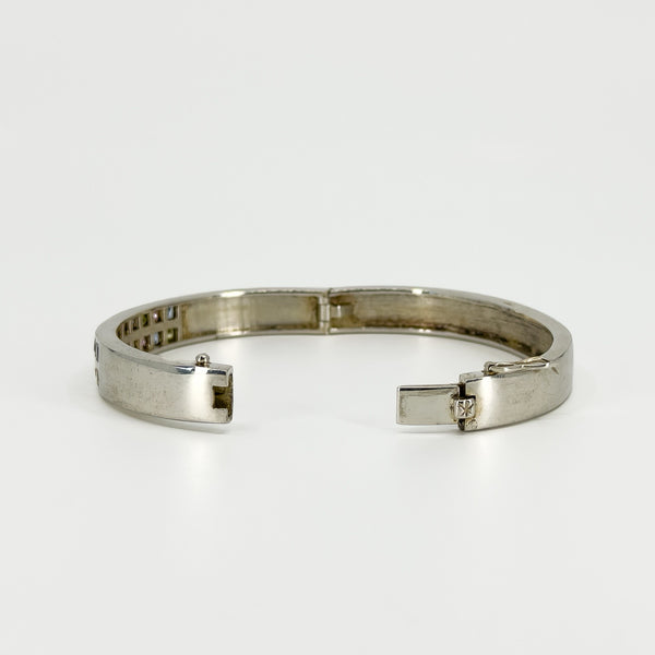 Chunky Sterling Silver Multi Coloured CZ Oval Bangle / Bracelet 925
