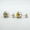 4ct Yellow CZ Solitaire Stud Earrings in Sterling Silver 925