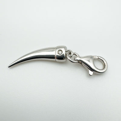 Diamond Tooth - Horn Pendant / Charm in Sterling Silver 925