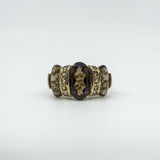 Huge Vintage 9ct Gold Chunky Smokey Quartz Trilogy Size T - U 
