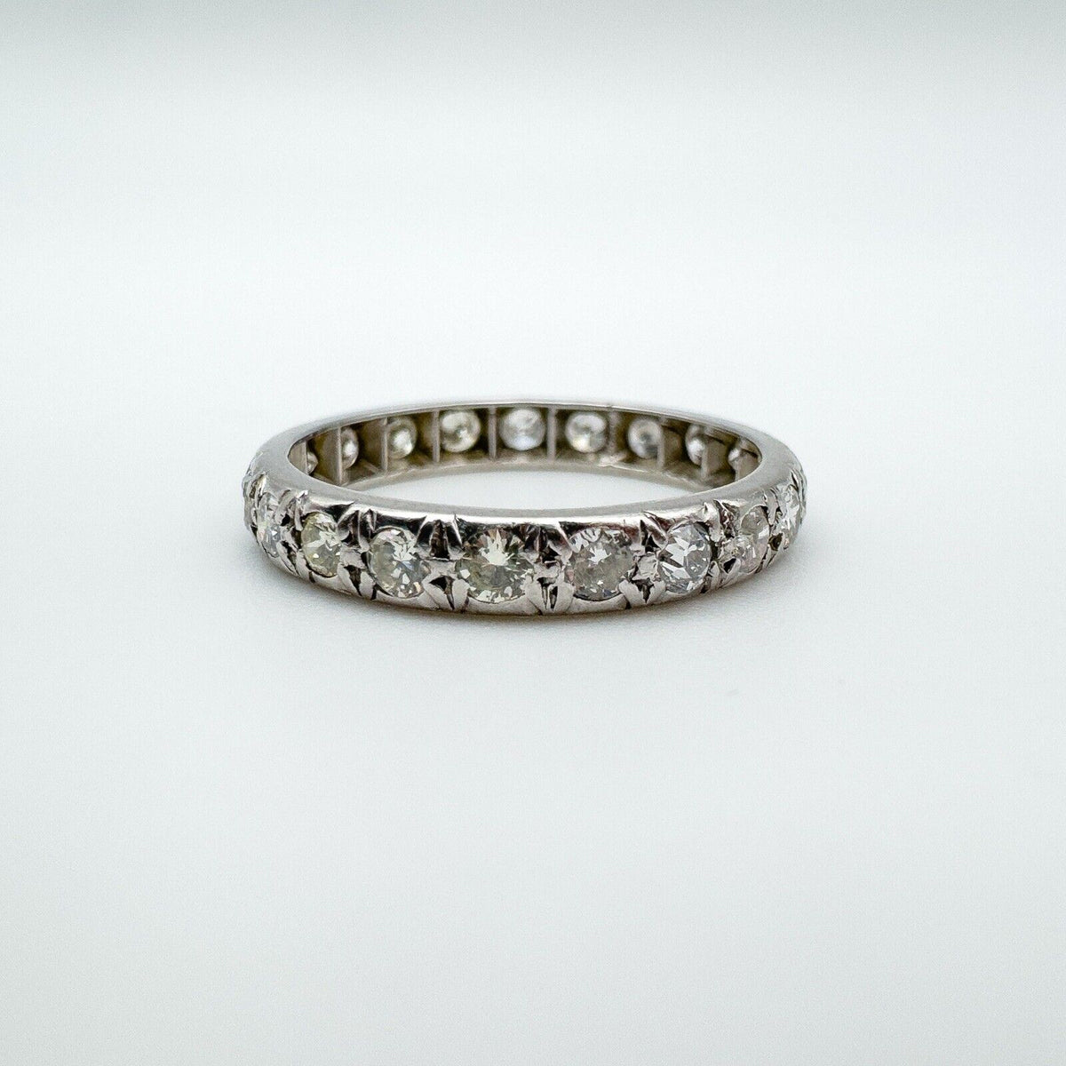 Vintage 1ct Platinum Diamond Full Eternity Band Wedding Stacking Ring Size M - N
