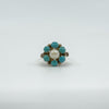 Antique 14ct Gold Pearl & Turquoise Ring Size L 