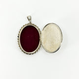 Vintage Sterling Silver & Yellow Gold Oval Foliate Engraved Floral Locket 925