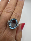 Chunky Sterling Silver 8ct Blue Topaz Ring 925 Size N 