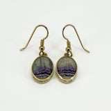 Vintage 9ct Gold Fob Earrings Blue John & Black Onyx 375 by David Scott Walker