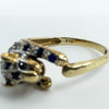Vintage 9ct Gold Sapphire & Diamond Panther Ring Size O 