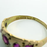 Rare Antique 15ct Rose Gold Natural Ruby Ring 625 Size M (Birm 1881)