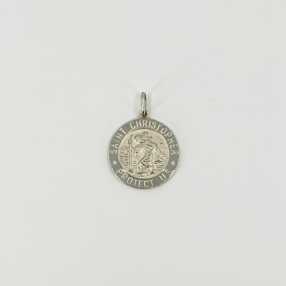 Vintage Sterling Silver St. Christopher Protect US Pendant / Charm 925