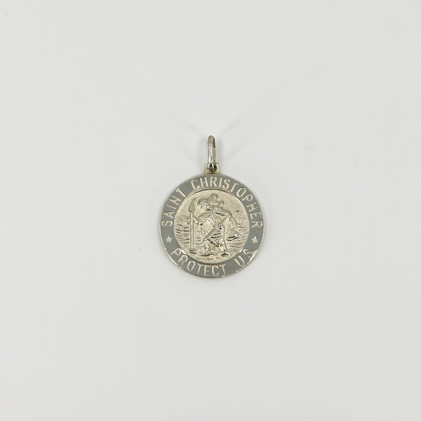 Vintage Sterling Silver St. Christopher Protect US Pendant / Charm 925
