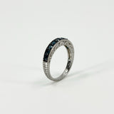 Sterling Silver 1ct Blue Diamond Half Eternity Band / Ring 925 Size R
