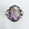 Huge Chunky Sterling Silver Amethyst Ring 925 Size M