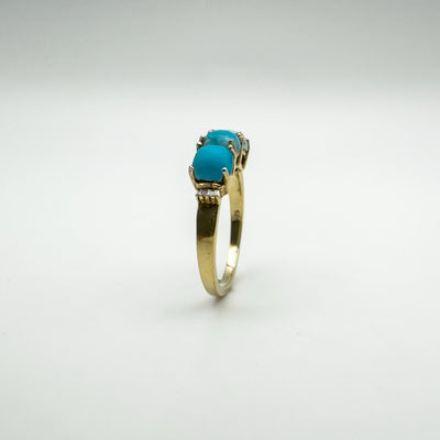 Unusual Diamond & Blue Stone Trilogy Ring in Sterling Silver 925 Size L - M