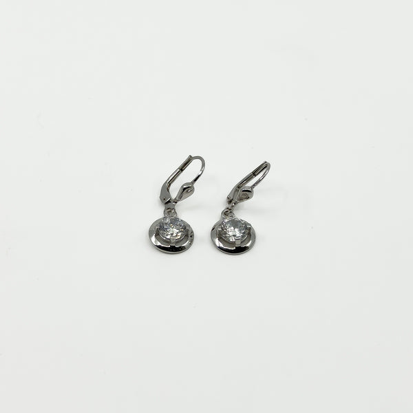 9ct White Gold 2ct CZ Leverback Drop Earrings 375