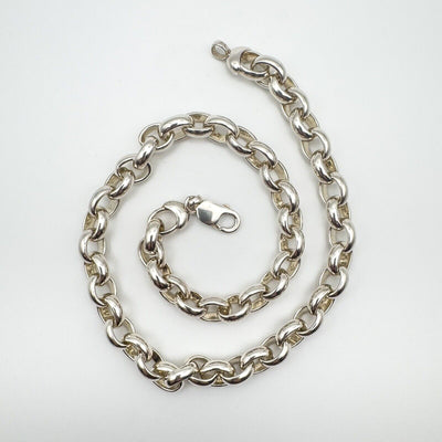 Chunky 18” Belcher Chain / Necklace in Sterling Silver 925 Heavy 97g