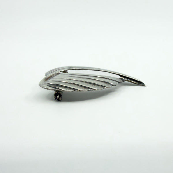 Large Sterling Silver Vintage Double Angel Wings Brooch 925