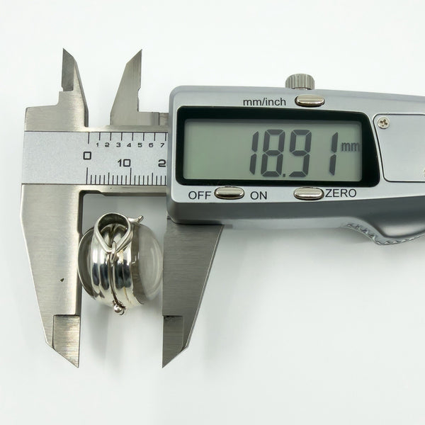 Large Chunky Sterling Silver Oval Double Sided Glass Orb Photo Locket 925