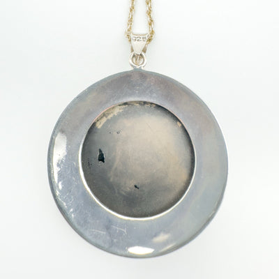 Large Chunky Black Onyx Pendant & 18” Chain in Sterling Silver 925