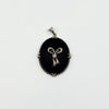 Large Vinatge 14ct White Gold Black Onyx & Diamond Bow Pendant 585