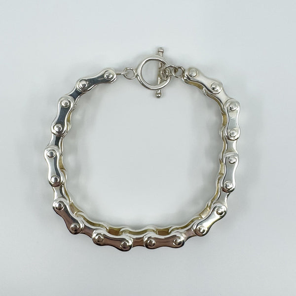 Unusual Sterling Silver Chunky Biker Chain Links 9" Bracelet 925 Heavy 73g