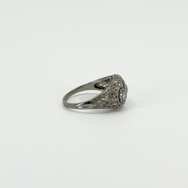 Art Deco Platinum 1ct Diamond Trilogy Ring 950 Size M - N