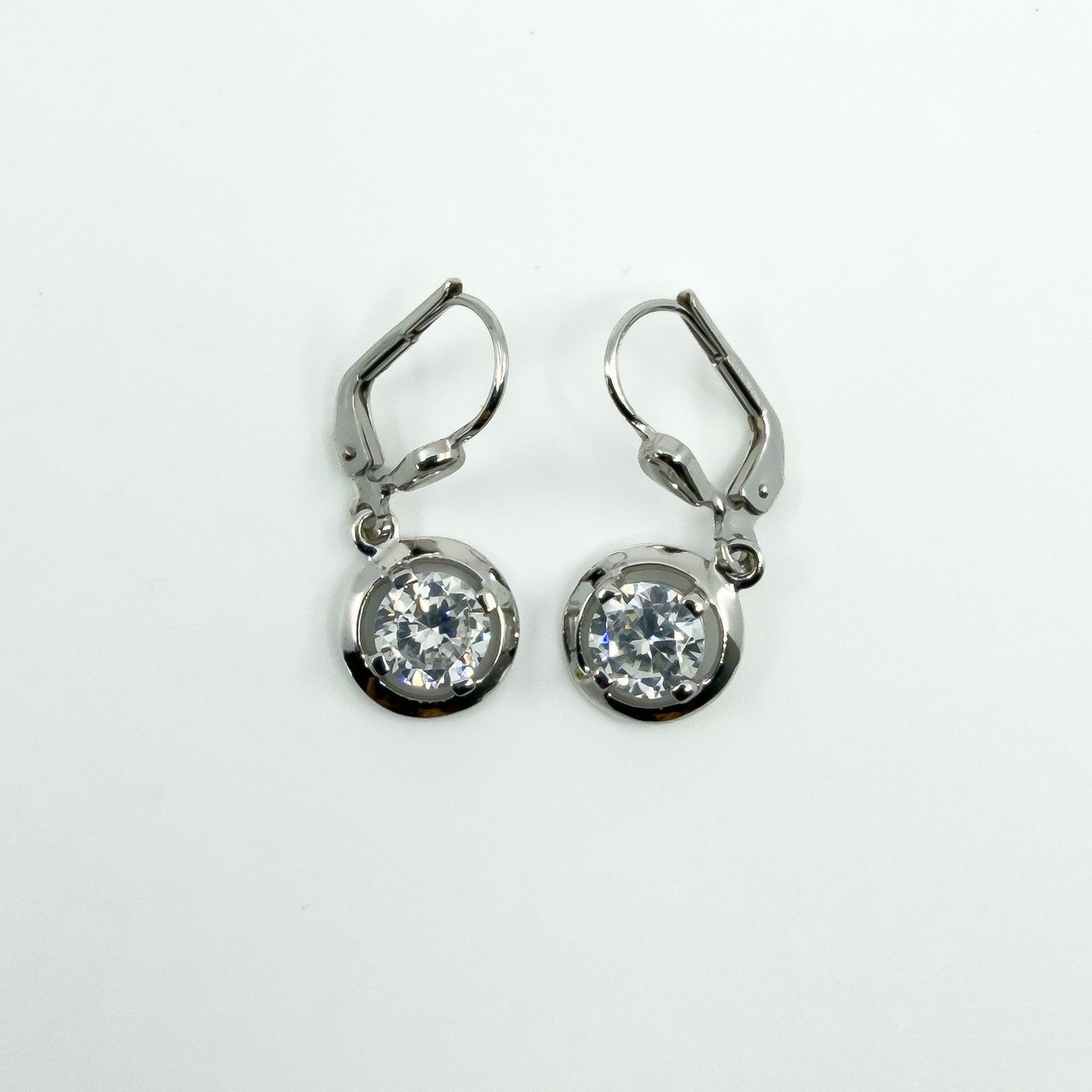 9ct White Gold 2ct CZ Leverback Drop Earrings 375