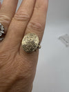 Vintage 9ct Gold Secret Locket Ring Size M 1/2  Engraved Fleur De Lis 1984