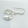 New World Map Earrings on Shepherd Hooks in Sterling Silver 925