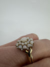 Vintage 9ct Gold Opal & Diamond Cluster Ring 375 Size U - V (Birmingham 2005)