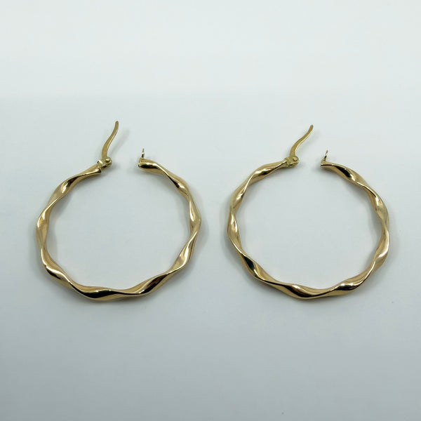 Large Twisted 9ct Gold Hoop Earrings 375