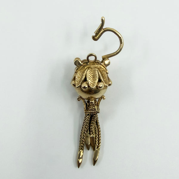 Vintage 9ct Gold Albertina Tassel Padlock Charm 375 Birmingham 1994