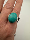 Sterling Silver Chunky Turquoise Ring 925 Large Oval Size R Wide Band