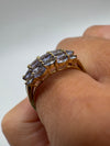 9ct Gold Tanzanite Cluster Ring Size V (Birmingham 2006)