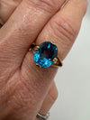9ct Yellow Gold Blue Topaz Solitaire Ring 2.50ct Size N 375 2006