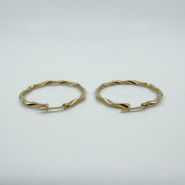 Large Twisted 9ct Gold Hoop Earrings 375