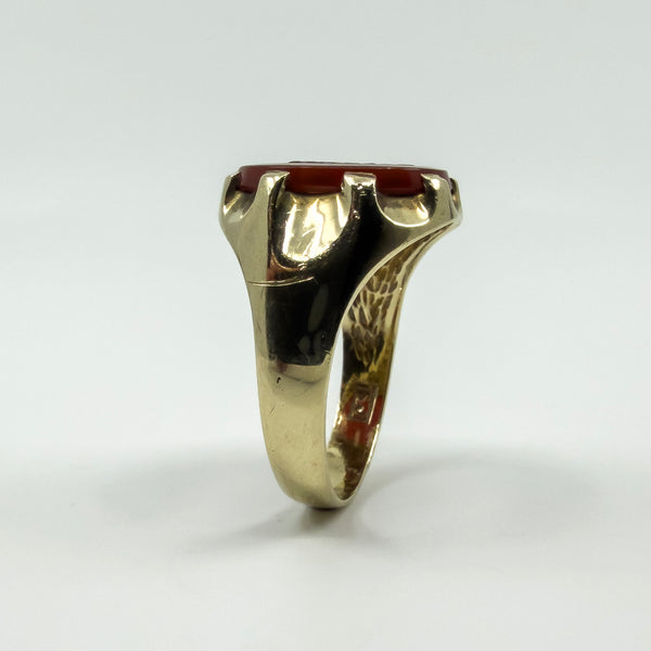 Vintage 9ct Gold Carnelian Intaglio Signet Ring 375 Size U - V