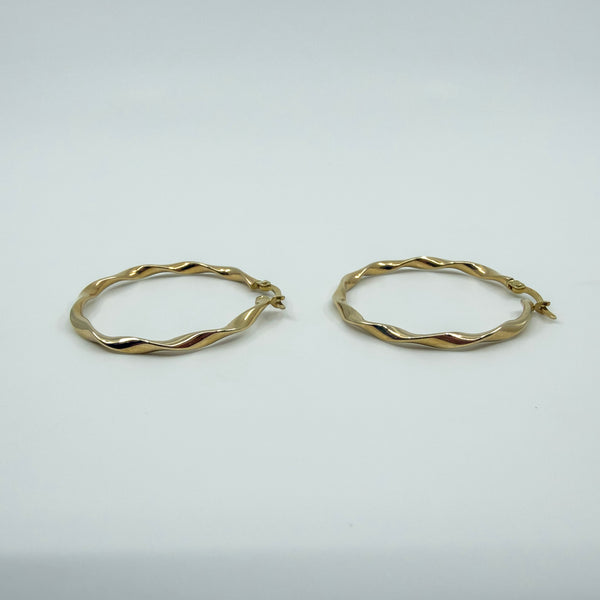 Large Twisted 9ct Gold Hoop Earrings 375
