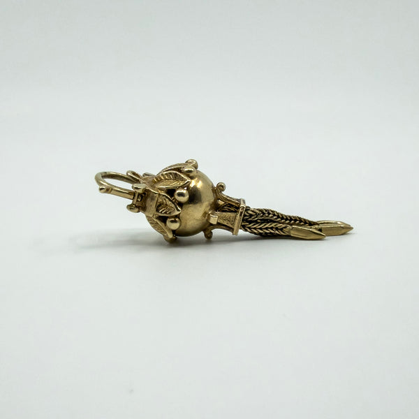 Vintage 9ct Gold Albertina Tassel Padlock Charm 375 Birmingham 1994