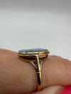 Vintage 9ct Gold Blue Agate Carved Cameo Ring Size Q 1/2 Hallmarked Birmingham
