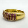 Close-up of 925 stamp inside the gold-plated ruby pavé band